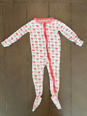 KicKee Pants Baby Girls’ Pink Long-Sleeve Bamboo Footed Onesie • Size 9-12M